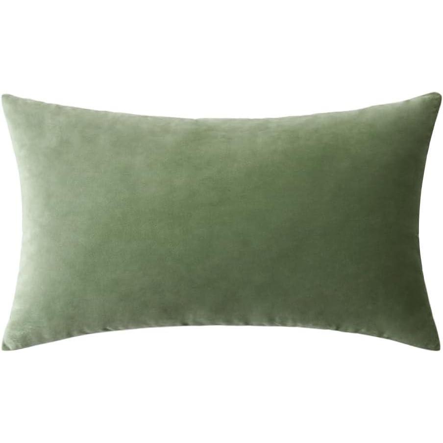imageMIULEE Velvet Pillow Cover Soft Luxury Decorative Throw Pillow Cover Single Rectangle Cushion Case for Spring Couch Sofa Bedroom Car Decor12x20 Inch Aqua GreenSage Green