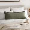 MIULEE Decorative Throw Pillow Covers Neutral Linen Fringe Throw Pillows Set of 1 Natural Beige Boho Farmhouse Cushion Covers for Couch Sofa Bed Living Room Spring Home Decor 14×36 Inch(Olive Green)