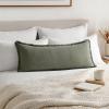 MIULEE Decorative Throw Pillow Covers Neutral Linen Fringe Throw Pillows Set of 1 Natural Beige Boho Farmhouse Cushion Covers for Couch Sofa Bed Living Room Spring Home Decor 14×36 Inch(Light Olive Green)