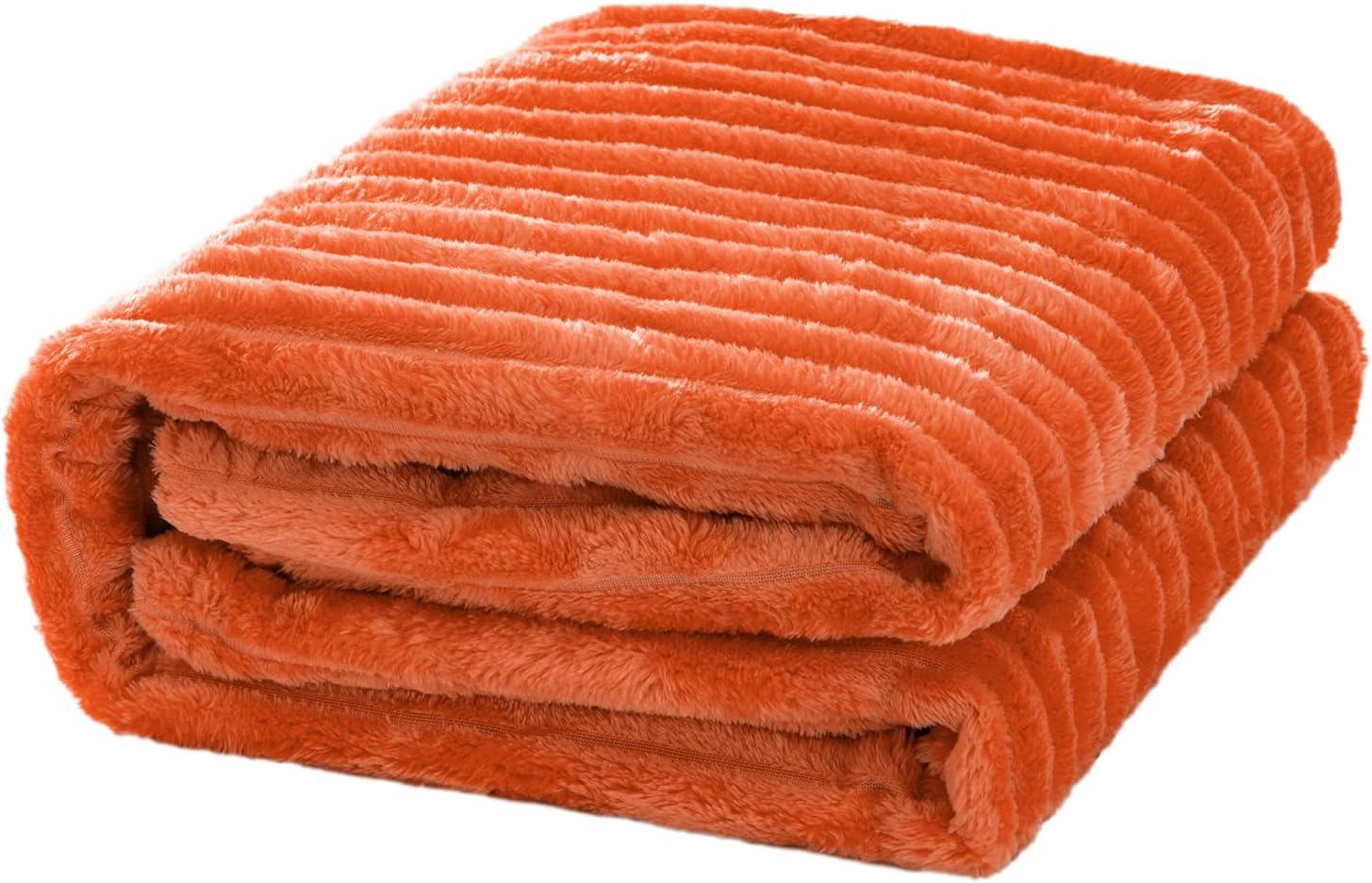 imageMIULEE Valentines Pink Throw Blanket 3D Ribbed Jacquard Fleece Flannel Velvet Plush Decorative Bed Blanket Throw 50 x 60 Super Soft Lightweight Warm and Cozy for Couch Sofa Home DecorBurnt Orange