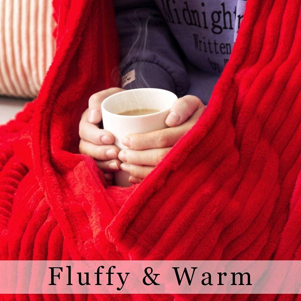imageMIULEE Valentines Pink Throw Blanket 3D Ribbed Jacquard Fleece Flannel Velvet Plush Decorative Bed Blanket Throw 50 x 60 Super Soft Lightweight Warm and Cozy for Couch Sofa Home DecorRed
