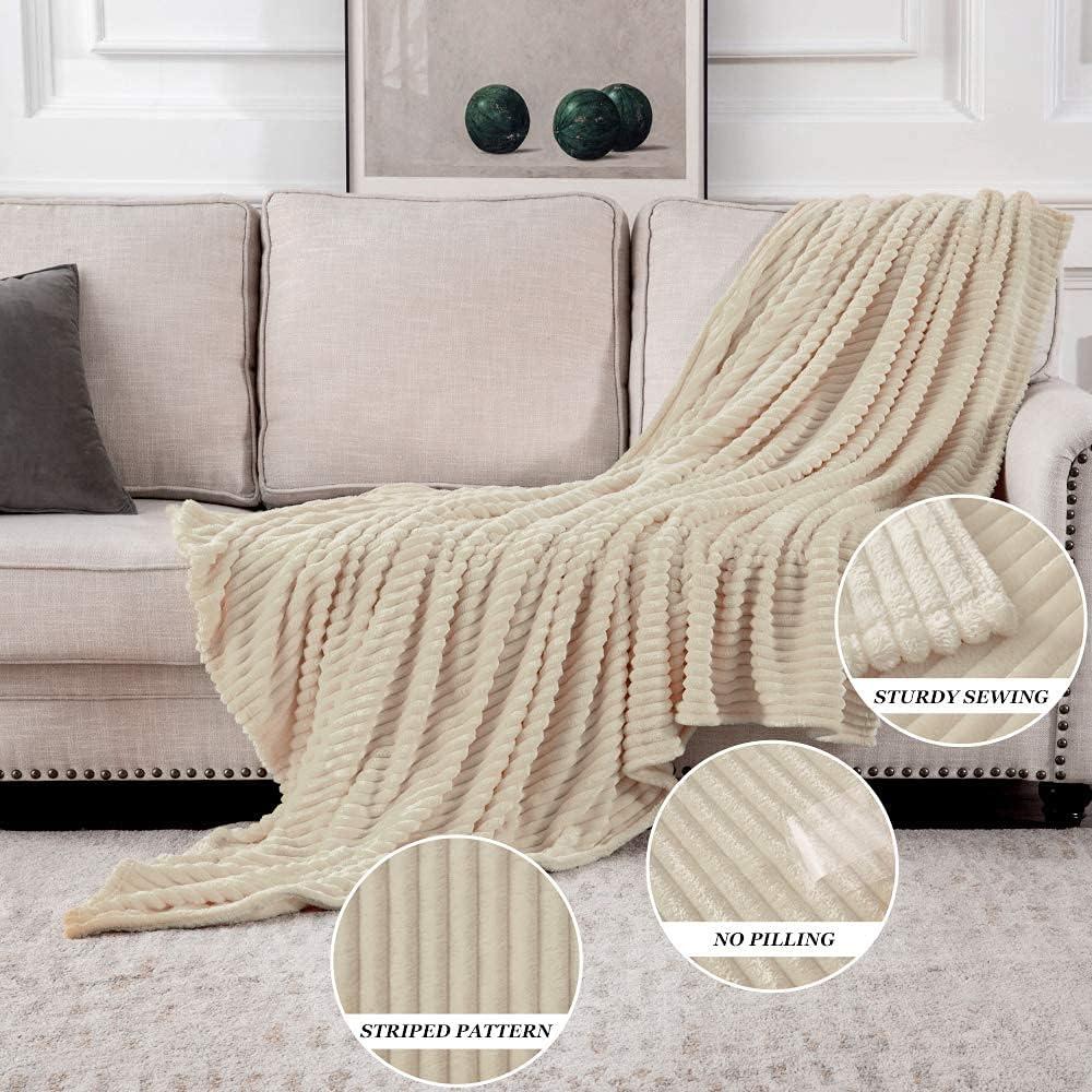 imageMIULEE Valentines Pink Throw Blanket 3D Ribbed Jacquard Fleece Flannel Velvet Plush Decorative Bed Blanket Throw 50 x 60 Super Soft Lightweight Warm and Cozy for Couch Sofa Home DecorBeige