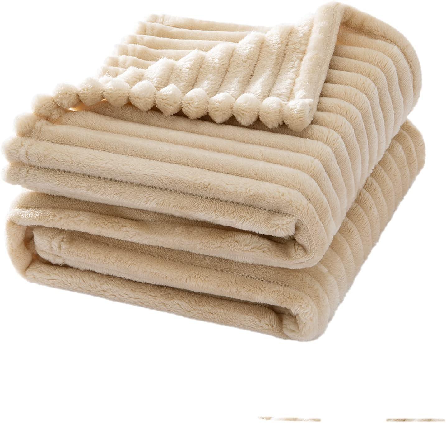 imageMIULEE Valentines Pink Throw Blanket 3D Ribbed Jacquard Fleece Flannel Velvet Plush Decorative Bed Blanket Throw 50 x 60 Super Soft Lightweight Warm and Cozy for Couch Sofa Home DecorBeige