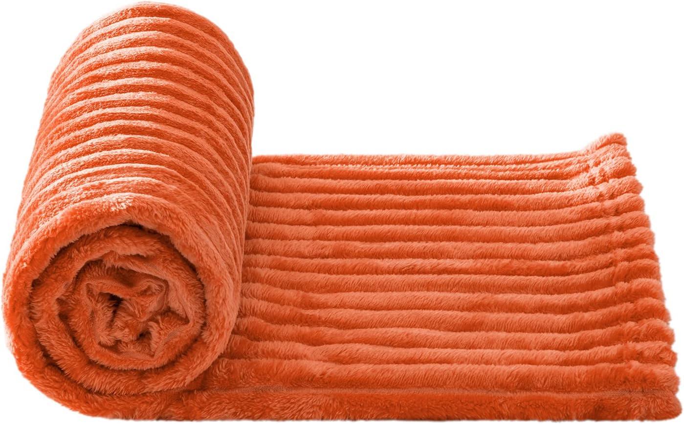 imageMIULEE Valentines Pink Throw Blanket 3D Ribbed Jacquard Fleece Flannel Velvet Plush Decorative Bed Blanket Throw 50 x 60 Super Soft Lightweight Warm and Cozy for Couch Sofa Home DecorBurnt Orange