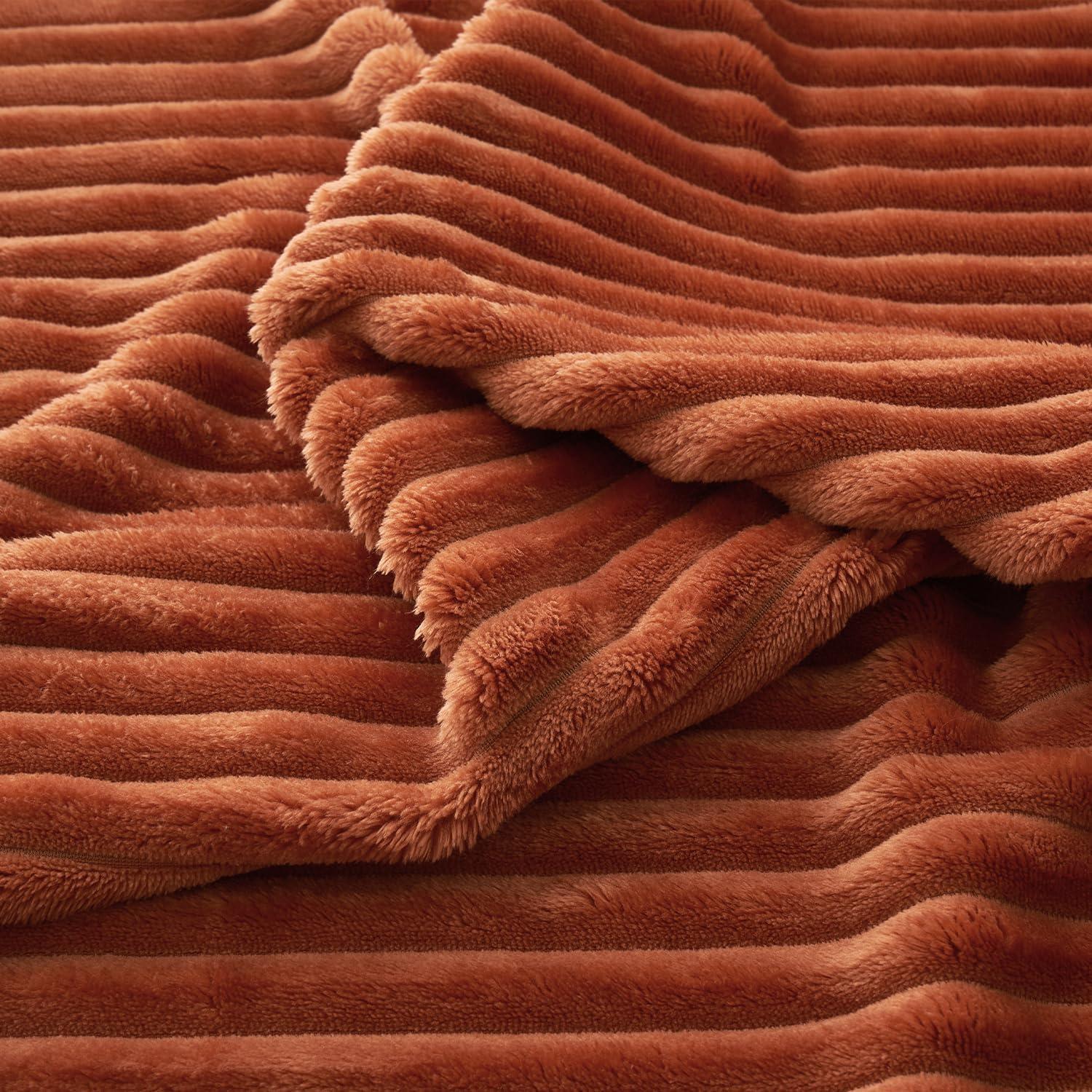 imageMIULEE Valentines Pink Throw Blanket 3D Ribbed Jacquard Fleece Flannel Velvet Plush Decorative Bed Blanket Throw 50 x 60 Super Soft Lightweight Warm and Cozy for Couch Sofa Home DecorRust