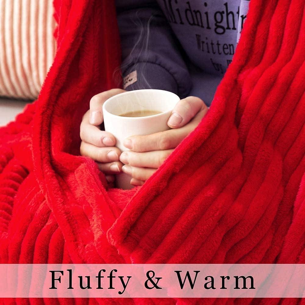 imageMIULEE Valentines Pink Throw Blanket 3D Ribbed Jacquard Fleece Flannel Velvet Plush Decorative Bed Blanket Throw 50 x 60 Super Soft Lightweight Warm and Cozy for Couch Sofa Home DecorRed