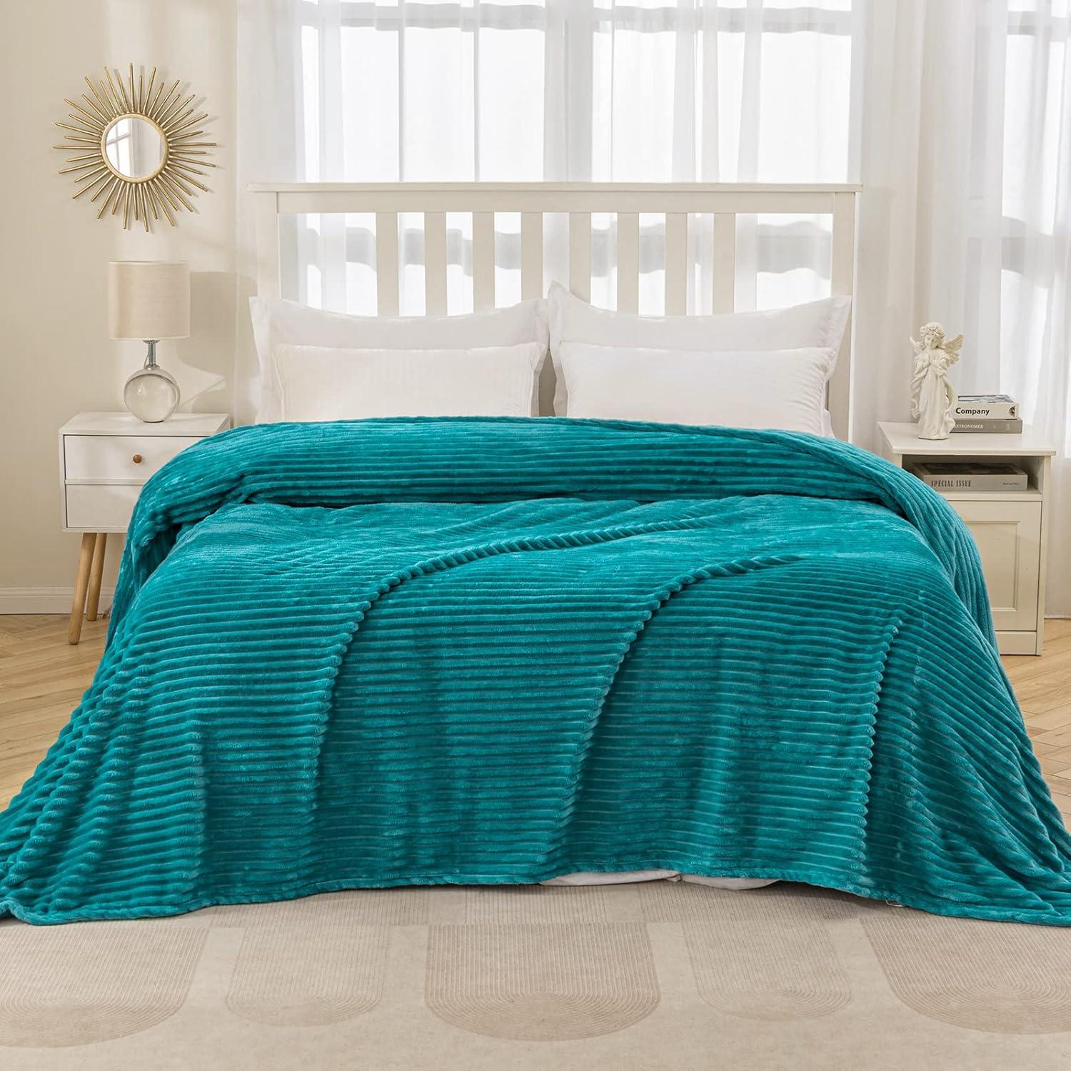 imageMIULEE Valentines Pink Throw Blanket 3D Ribbed Jacquard Fleece Flannel Velvet Plush Decorative Bed Blanket Throw 50 x 60 Super Soft Lightweight Warm and Cozy for Couch Sofa Home DecorTeal