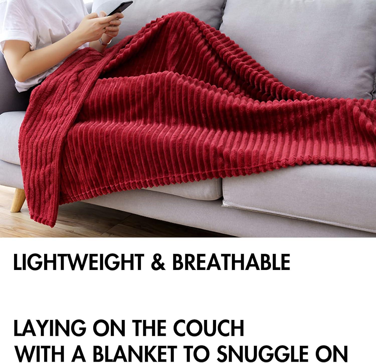 imageMIULEE Valentines Pink Throw Blanket 3D Ribbed Jacquard Fleece Flannel Velvet Plush Decorative Bed Blanket Throw 50 x 60 Super Soft Lightweight Warm and Cozy for Couch Sofa Home DecorBurgundy Red