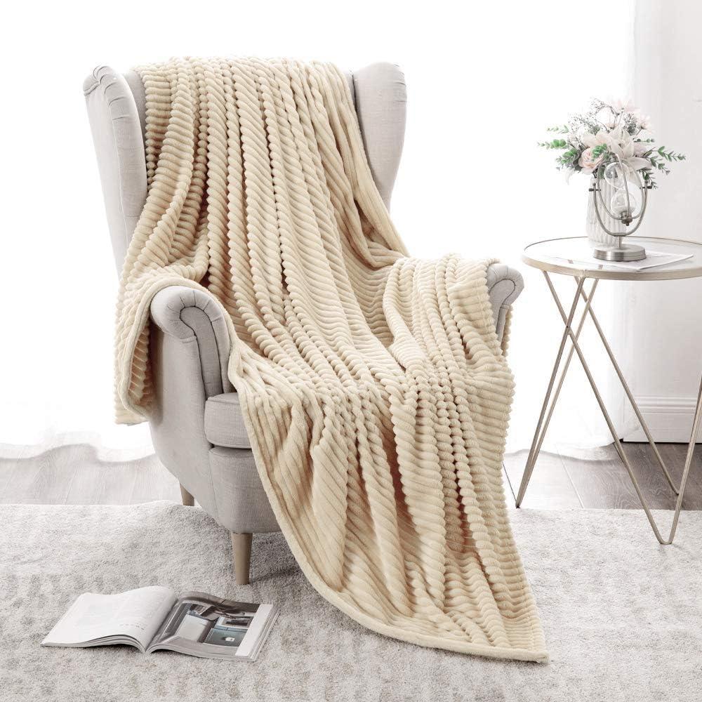 imageMIULEE Valentines Pink Throw Blanket 3D Ribbed Jacquard Fleece Flannel Velvet Plush Decorative Bed Blanket Throw 50 x 60 Super Soft Lightweight Warm and Cozy for Couch Sofa Home DecorBeige