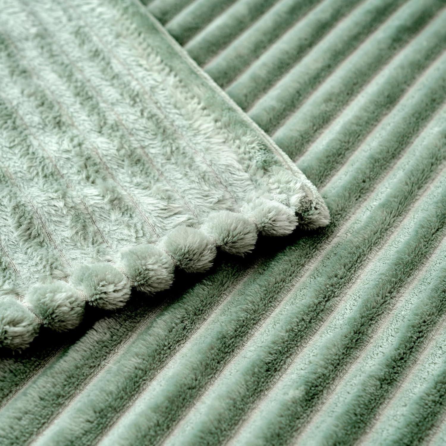 imageMIULEE Valentines Pink Throw Blanket 3D Ribbed Jacquard Fleece Flannel Velvet Plush Decorative Bed Blanket Throw 50 x 60 Super Soft Lightweight Warm and Cozy for Couch Sofa Home DecorSage Green