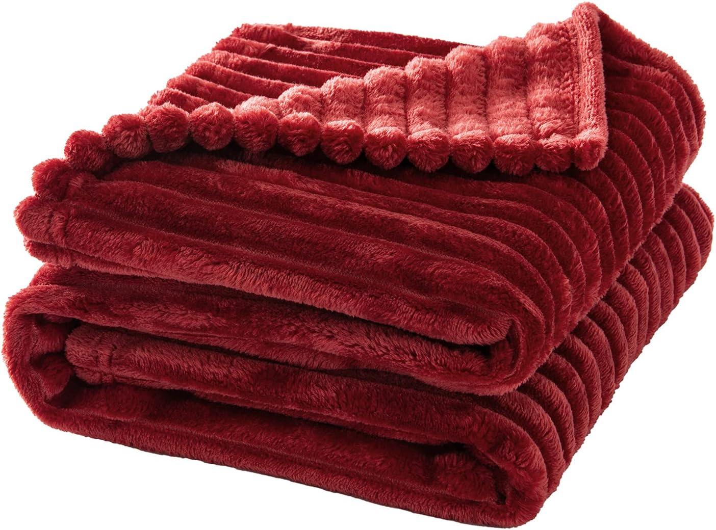 imageMIULEE Valentines Pink Throw Blanket 3D Ribbed Jacquard Fleece Flannel Velvet Plush Decorative Bed Blanket Throw 50 x 60 Super Soft Lightweight Warm and Cozy for Couch Sofa Home DecorBurgundy Red