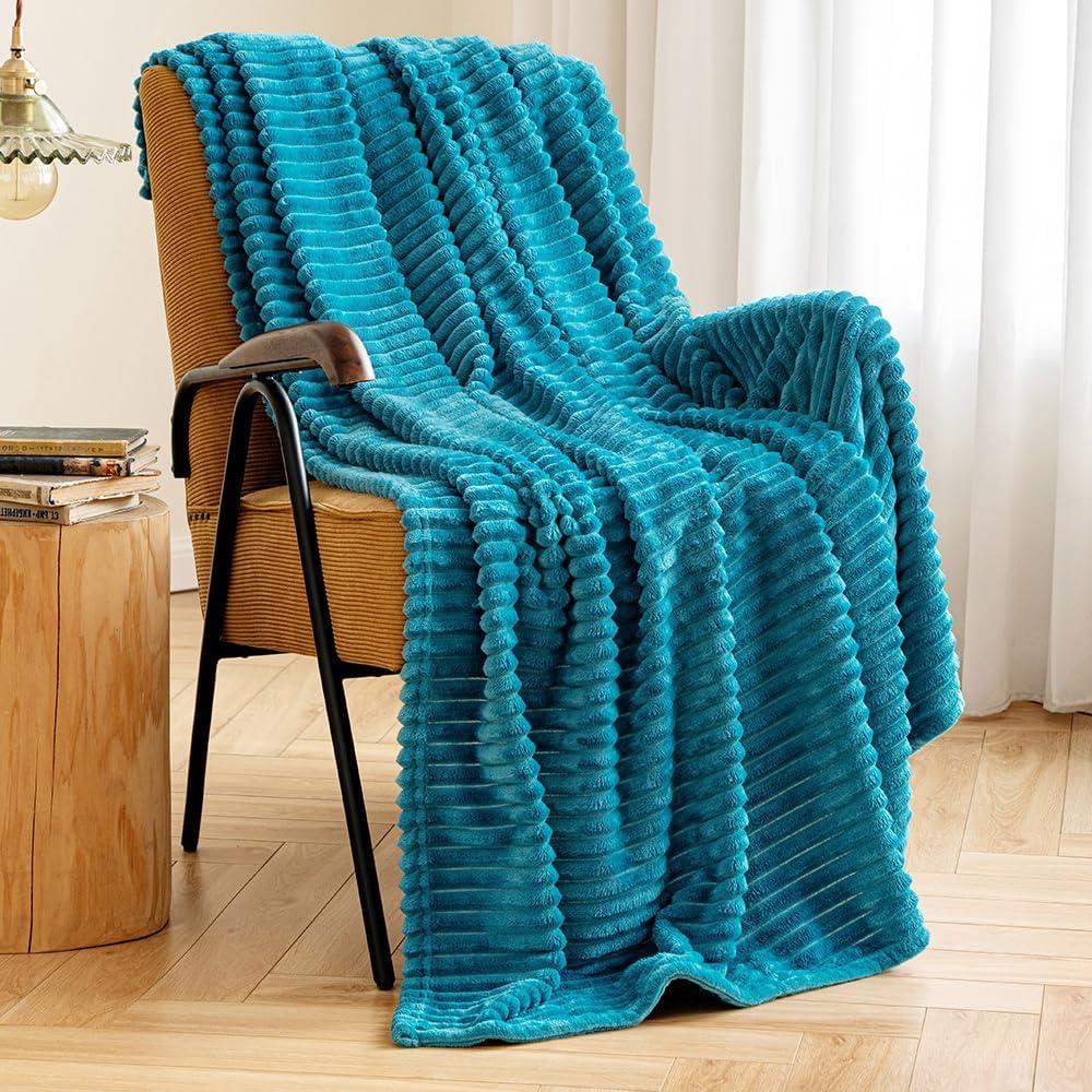 imageMIULEE Valentines Pink Throw Blanket 3D Ribbed Jacquard Fleece Flannel Velvet Plush Decorative Bed Blanket Throw 50 x 60 Super Soft Lightweight Warm and Cozy for Couch Sofa Home DecorTeal