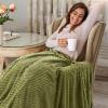MIULEE Valentines Pink Throw Blanket 3D Ribbed Jacquard Fleece Flannel Velvet Plush Decorative Bed Blanket (Throw, 50″ x 60″) – Super Soft, Lightweight, Warm and Cozy for Couch Sofa Home Decor(Olive Green)