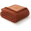 MIULEE Valentines Pink Throw Blanket 3D Ribbed Jacquard Fleece Flannel Velvet Plush Decorative Bed Blanket (Throw, 50″ x 60″) – Super Soft, Lightweight, Warm and Cozy for Couch Sofa Home Decor(Rust)