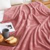 MIULEE Valentines Pink Throw Blanket 3D Ribbed Jacquard Fleece Flannel Velvet Plush Decorative Bed Blanket (Throw, 50″ x 60″) – Super Soft, Lightweight, Warm and Cozy for Couch Sofa Home Decor(Pink)