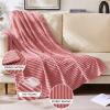 MIULEE Valentines Pink Throw Blanket 3D Ribbed Jacquard Fleece Flannel Velvet Plush Decorative Bed Blanket (Throw, 50″ x 60″) – Super Soft, Lightweight, Warm and Cozy for Couch Sofa Home Decor(Pink)