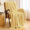 MIULEE Valentines Pink Throw Blanket 3D Ribbed Jacquard Fleece Flannel Velvet Plush Decorative Bed Blanket (Throw, 50″ x 60″) – Super Soft, Lightweight, Warm and Cozy for Couch Sofa Home Decor(Light Yellow)