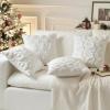 MIULEE Christmas Pillow Covers 18×18 Inch Pure White Winter Pillow Covers Set of 2 Decorative Festival Soft Fluffy Snowman Pillowcases for Home Decors Couch Sofa Livingroom Bed(Pure White)