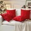 MIULEE Christmas Pillow Covers 18×18 Inch Pure White Winter Pillow Covers Set of 2 Decorative Festival Soft Fluffy Snowman Pillowcases for Home Decors Couch Sofa Livingroom Bed(Red)