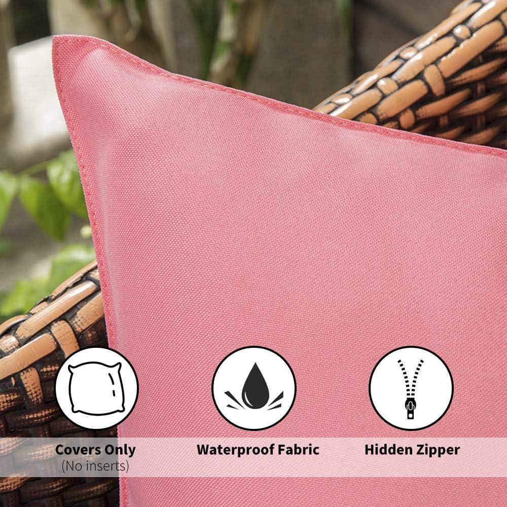 imageMIULEE Pack of 2 Decorative Outdoor Waterproof Pillow Covers Square Garden Cushion Sham Throw Pillowcase Shell for Spring Patio Tent Couch 18x18 Inch Teal BluePink