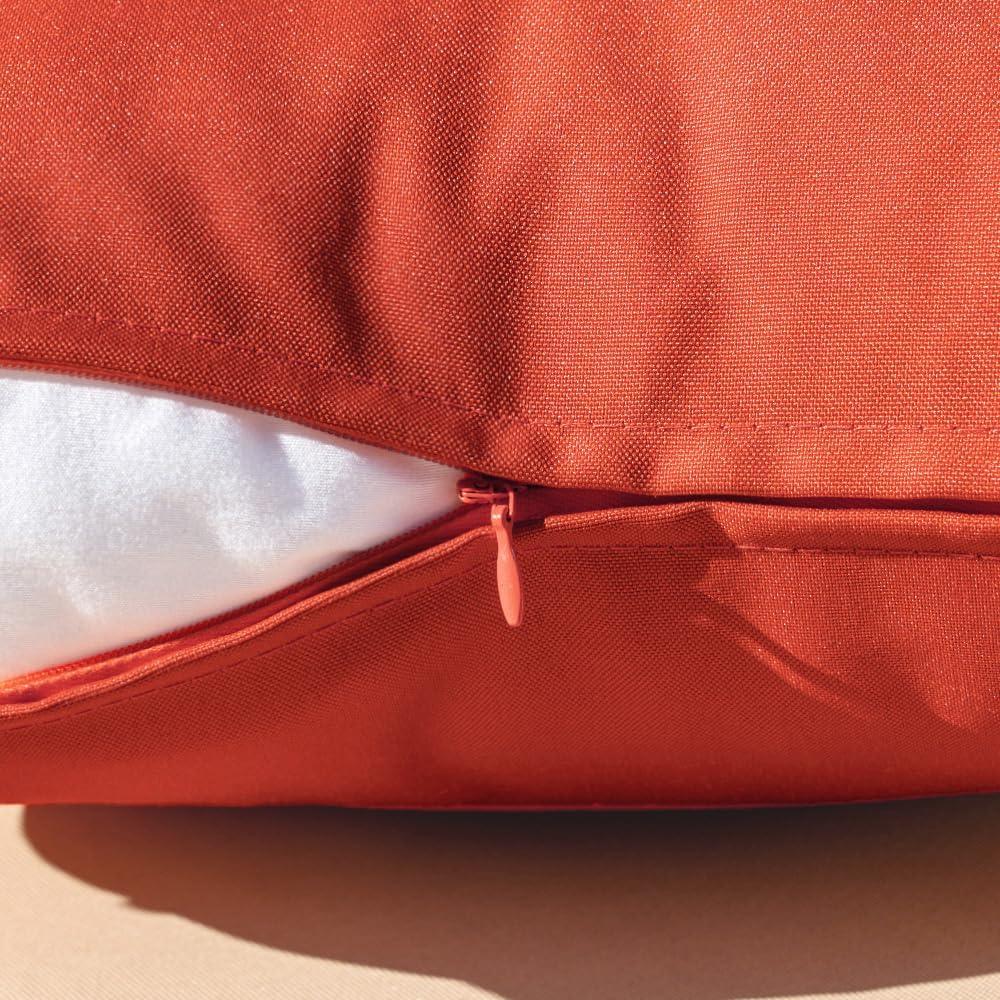 imageMIULEE Pack of 2 Decorative Outdoor Waterproof Pillow Covers Square Garden Cushion Sham Throw Pillowcase Shell for Spring Patio Tent Couch 18x18 Inch Teal BlueBurnt Brick