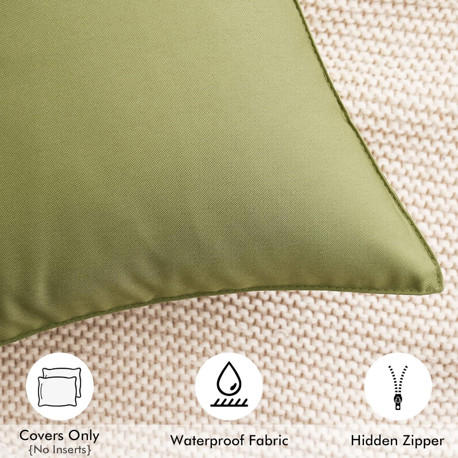 imageMIULEE Pack of 2 Decorative Outdoor Waterproof Pillow Covers Square Garden Cushion Sham Throw Pillowcase Shell for Spring Patio Tent Couch 18x18 Inch Teal BlueSage Green