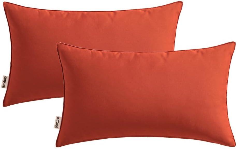 imageMIULEE Pack of 2 Decorative Outdoor Waterproof Pillow Covers Square Garden Cushion Sham Throw Pillowcase Shell for Spring Patio Tent Couch 18x18 Inch Teal BlueBurnt Brick