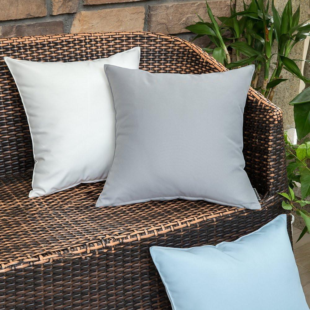 imageMIULEE Pack of 2 Decorative Outdoor Waterproof Pillow Covers Square Garden Cushion Sham Throw Pillowcase Shell for Spring Patio Tent Couch 18x18 Inch Teal BlueLight Grey