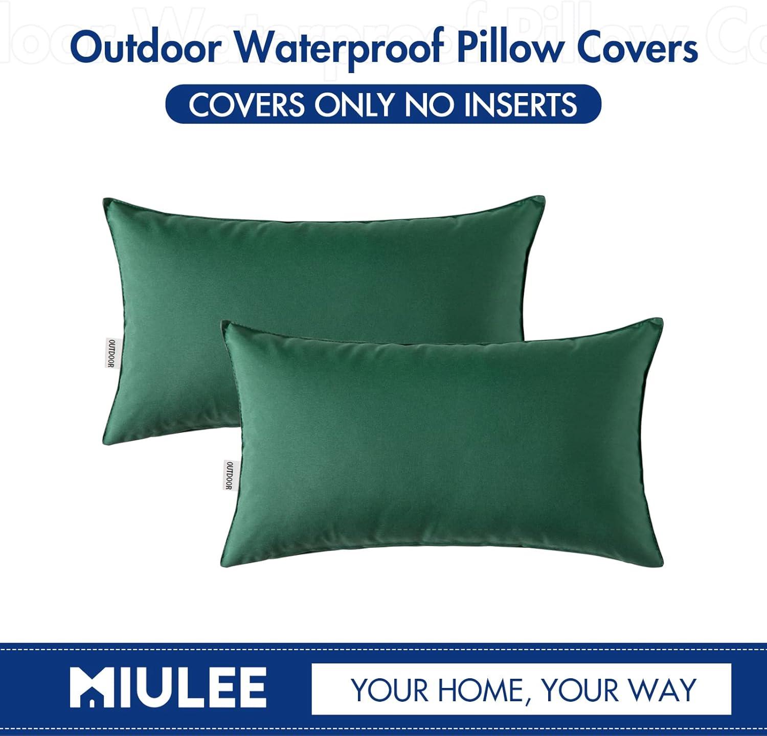 imageMIULEE Pack of 2 Decorative Outdoor Waterproof Pillow Covers Square Garden Cushion Sham Throw Pillowcase Shell for Spring Patio Tent Couch 18x18 Inch Teal BlueArmy Green
