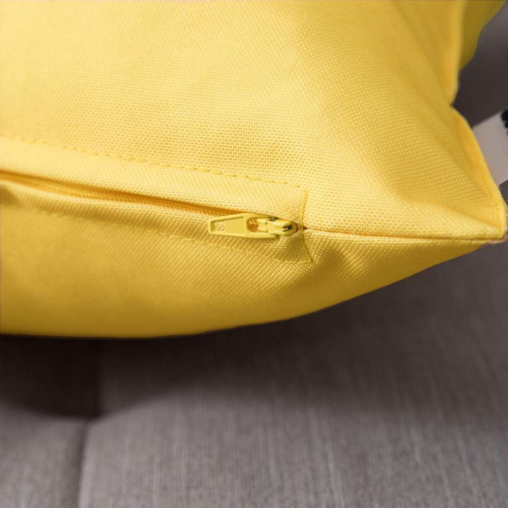 imageMIULEE Pack of 2 Decorative Outdoor Waterproof Pillow Covers Square Garden Cushion Sham Throw Pillowcase Shell for Spring Patio Tent Couch 18x18 Inch Teal BlueYellow