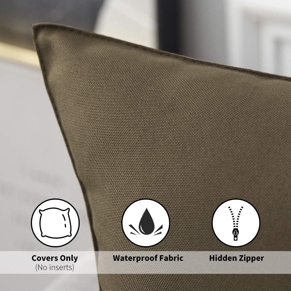 imageMIULEE Pack of 2 Decorative Outdoor Waterproof Pillow Covers Square Garden Cushion Sham Throw Pillowcase Shell for Spring Patio Tent Couch 18x18 Inch Teal BlueBrown
