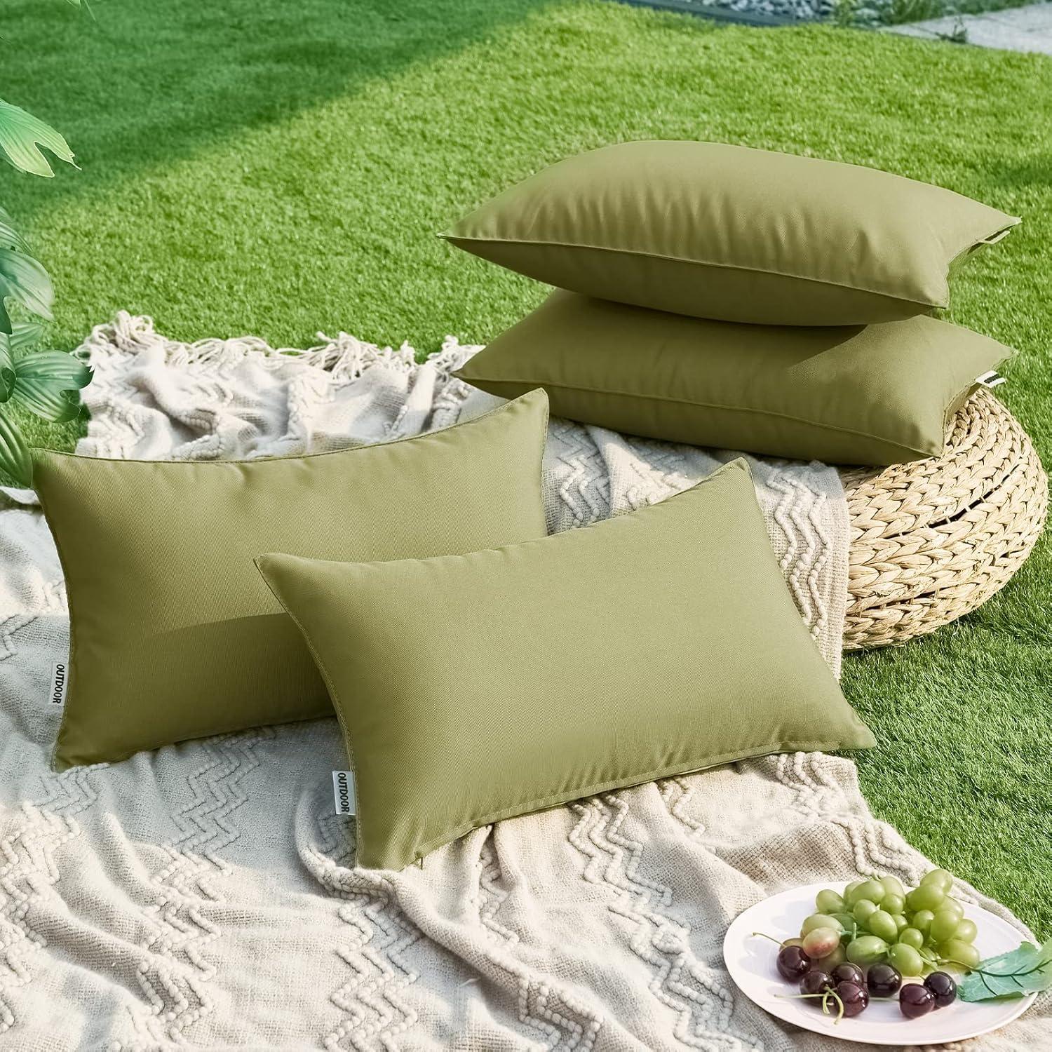 imageMIULEE Pack of 2 Decorative Outdoor Waterproof Pillow Covers Square Garden Cushion Sham Throw Pillowcase Shell for Spring Patio Tent Couch 18x18 Inch Teal BlueSage Green