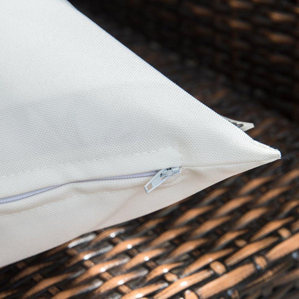 imageMIULEE Pack of 2 Decorative Outdoor Waterproof Pillow Covers Square Garden Cushion Sham Throw Pillowcase Shell for Spring Patio Tent Couch 18x18 Inch Teal BlueWhite
