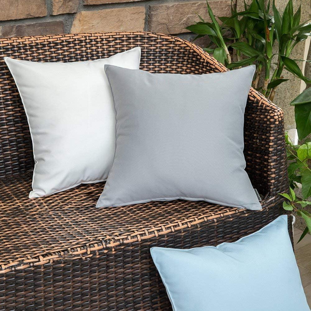 imageMIULEE Pack of 2 Decorative Outdoor Waterproof Pillow Covers Square Garden Cushion Sham Throw Pillowcase Shell for Spring Patio Tent Couch 18x18 Inch Teal BlueLight Blue
