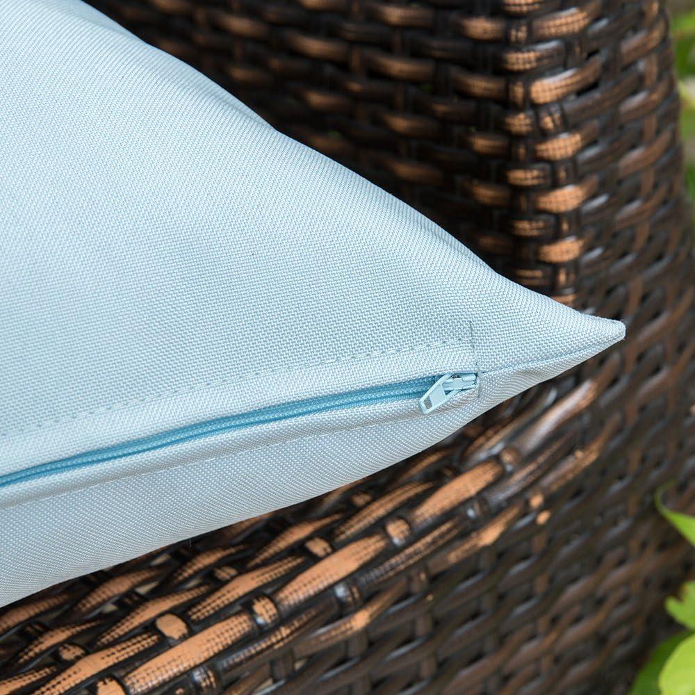 imageMIULEE Pack of 2 Decorative Outdoor Waterproof Pillow Covers Square Garden Cushion Sham Throw Pillowcase Shell for Spring Patio Tent Couch 18x18 Inch Teal BlueLight Blue