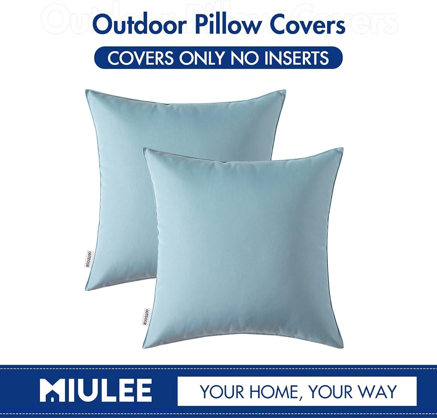 imageMIULEE Pack of 2 Decorative Outdoor Waterproof Pillow Covers Square Garden Cushion Sham Throw Pillowcase Shell for Spring Patio Tent Couch 18x18 Inch Teal BlueBlue