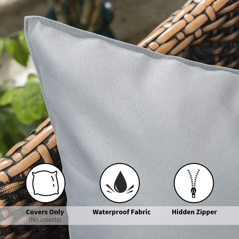 imageMIULEE Pack of 2 Decorative Outdoor Waterproof Pillow Covers Square Garden Cushion Sham Throw Pillowcase Shell for Spring Patio Tent Couch 18x18 Inch Teal BlueLight Grey