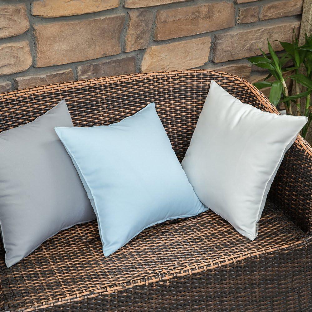 imageMIULEE Pack of 2 Decorative Outdoor Waterproof Pillow Covers Square Garden Cushion Sham Throw Pillowcase Shell for Spring Patio Tent Couch 18x18 Inch Teal BlueLight Grey