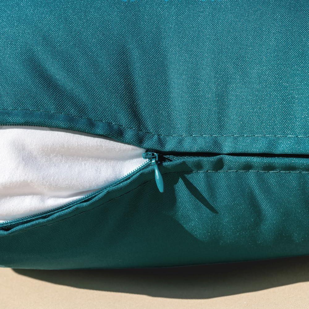 imageMIULEE Pack of 2 Decorative Outdoor Waterproof Pillow Covers Square Garden Cushion Sham Throw Pillowcase Shell for Spring Patio Tent Couch 18x18 Inch Teal BlueTeal Blue