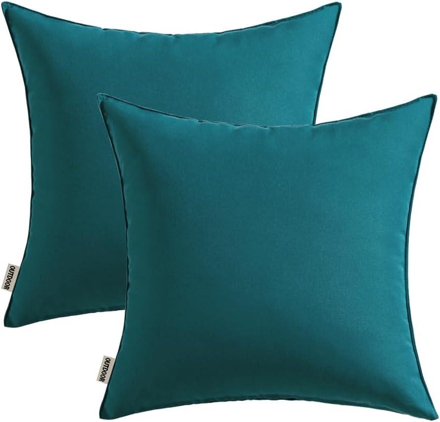 imageMIULEE Pack of 2 Decorative Outdoor Waterproof Pillow Covers Square Garden Cushion Sham Throw Pillowcase Shell for Spring Patio Tent Couch 18x18 Inch Teal BlueTeal Blue