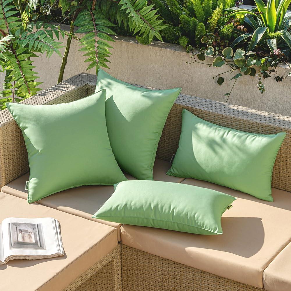 imageMIULEE Pack of 2 Decorative Outdoor Waterproof Pillow Covers Square Garden Cushion Sham Throw Pillowcase Shell for Spring Patio Tent Couch 18x18 Inch Teal BlueSage
