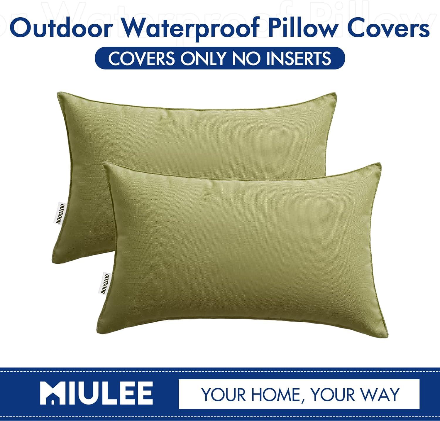 imageMIULEE Pack of 2 Decorative Outdoor Waterproof Pillow Covers Square Garden Cushion Sham Throw Pillowcase Shell for Spring Patio Tent Couch 18x18 Inch Teal BlueSage Green