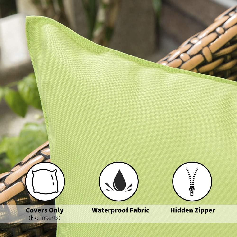 imageMIULEE Pack of 2 Decorative Outdoor Waterproof Pillow Covers Square Garden Cushion Sham Throw Pillowcase Shell for Spring Patio Tent Couch 18x18 Inch Teal BluePale Green