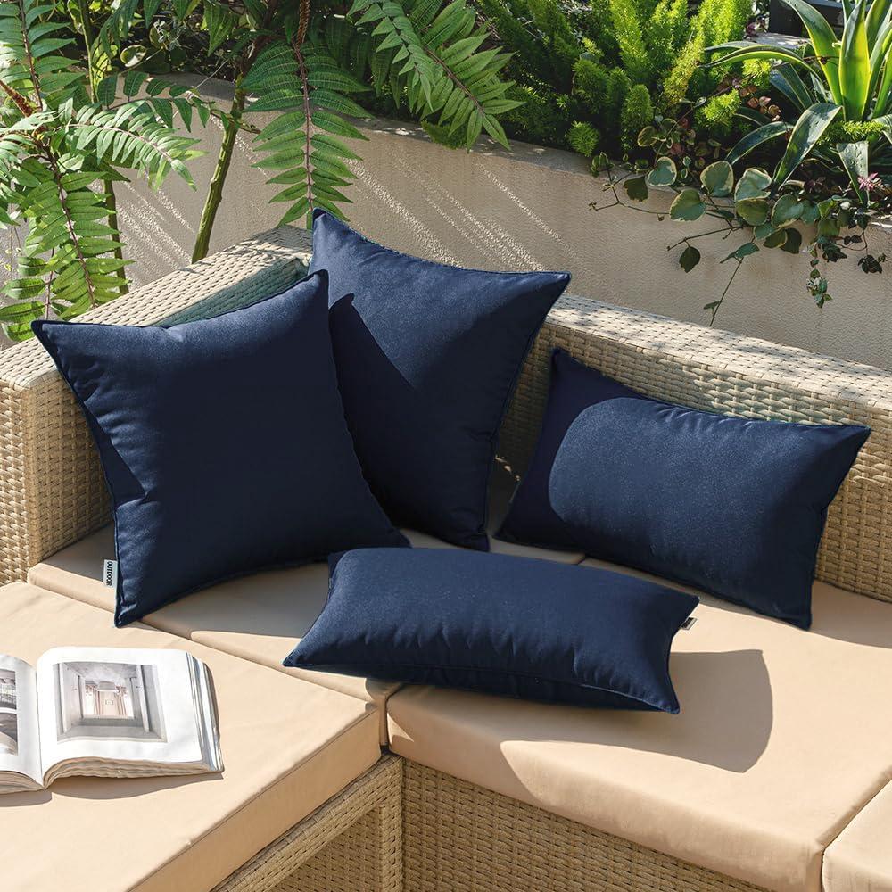 imageMIULEE Pack of 2 Decorative Outdoor Waterproof Pillow Covers Square Garden Cushion Sham Throw Pillowcase Shell for Spring Patio Tent Couch 18x18 Inch Teal BlueDark Blue