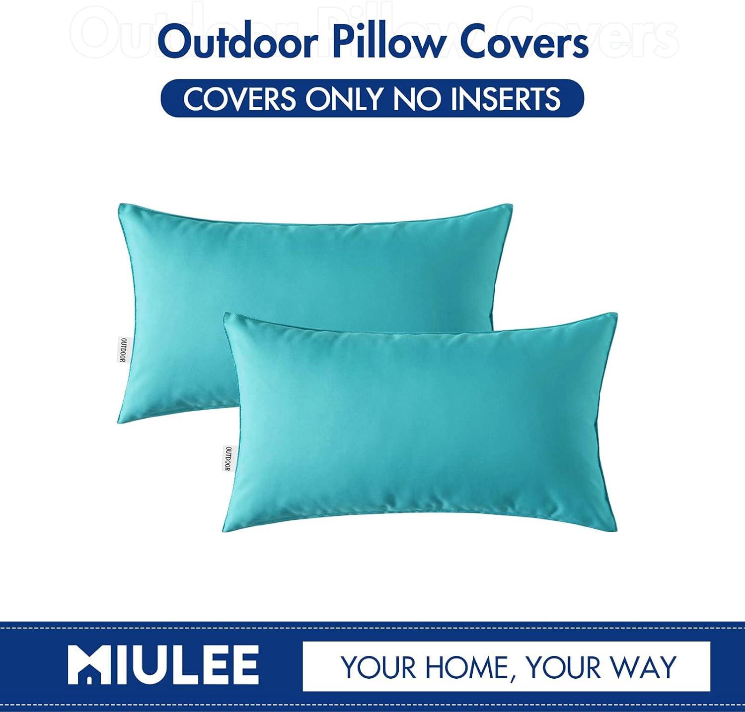 imageMIULEE Pack of 2 Decorative Outdoor Waterproof Pillow Covers Square Garden Cushion Sham Throw Pillowcase Shell for Spring Patio Tent Couch 18x18 Inch Teal BlueTurquoise