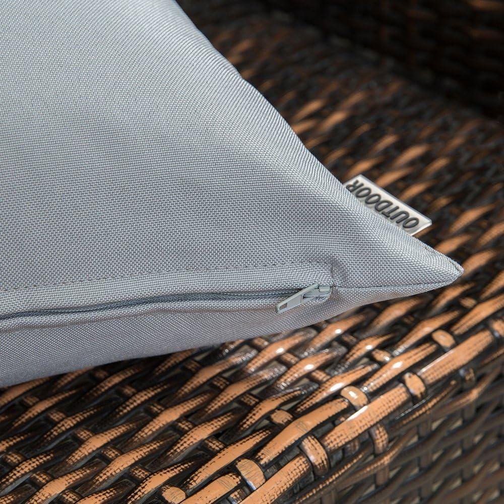 imageMIULEE Pack of 2 Decorative Outdoor Waterproof Pillow Covers Square Garden Cushion Sham Throw Pillowcase Shell for Spring Patio Tent Couch 18x18 Inch Teal BlueLight Grey