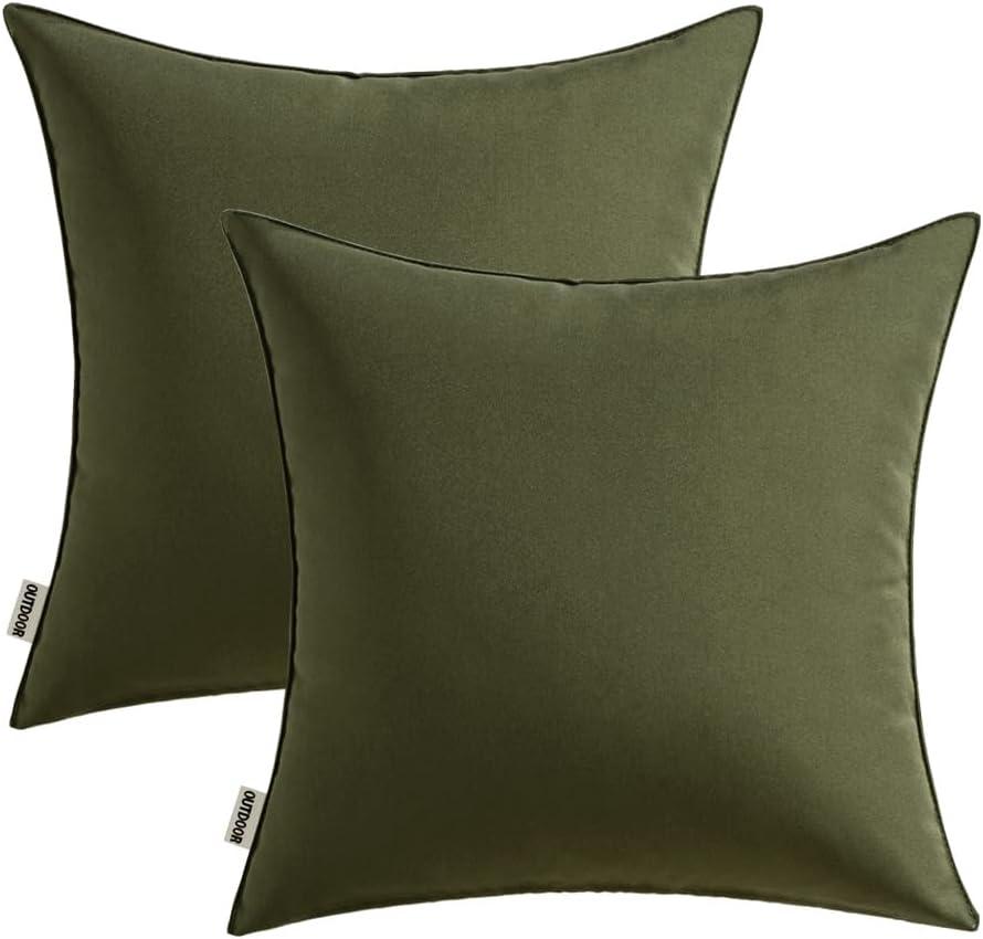 imageMIULEE Pack of 2 Decorative Outdoor Waterproof Pillow Covers Square Garden Cushion Sham Throw Pillowcase Shell for Spring Patio Tent Couch 18x18 Inch Teal BlueOlive
