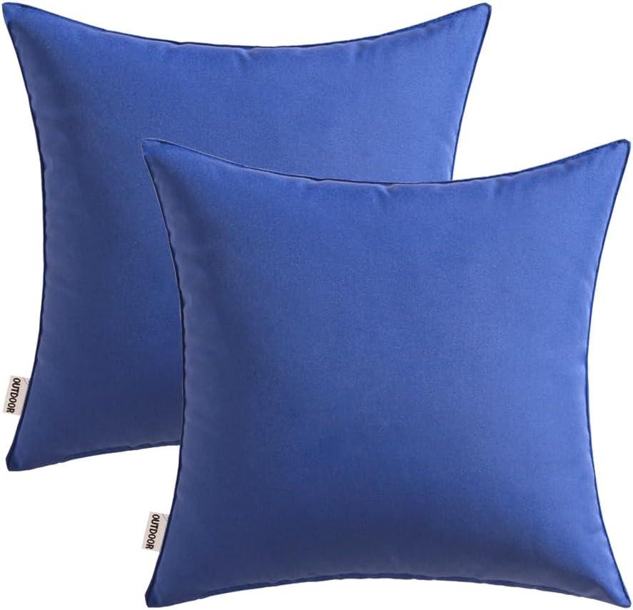 imageMIULEE Pack of 2 Decorative Outdoor Waterproof Pillow Covers Square Garden Cushion Sham Throw Pillowcase Shell for Spring Patio Tent Couch 18x18 Inch Teal BlueRoyal Blue