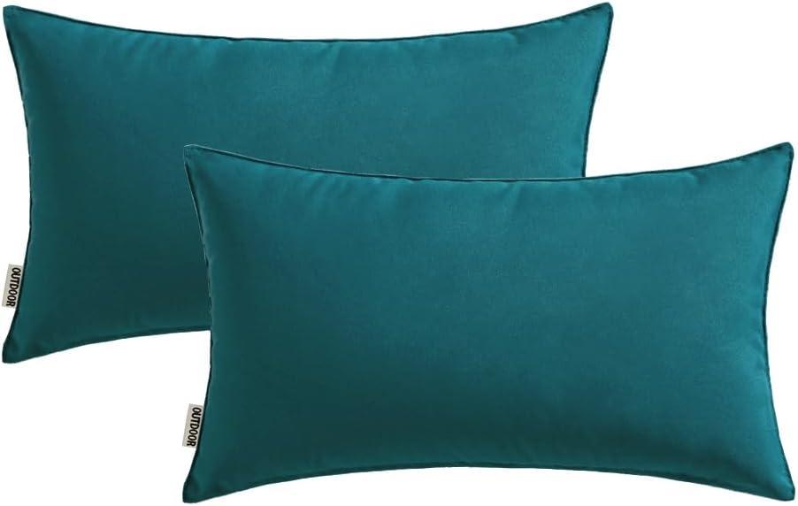 imageMIULEE Pack of 2 Decorative Outdoor Waterproof Pillow Covers Square Garden Cushion Sham Throw Pillowcase Shell for Spring Patio Tent Couch 18x18 Inch Teal BlueTeal Blue