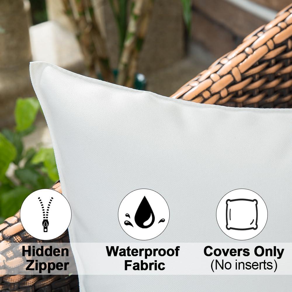 imageMIULEE Pack of 2 Decorative Outdoor Waterproof Pillow Covers Square Garden Cushion Sham Throw Pillowcase Shell for Spring Patio Tent Couch 18x18 Inch Teal BlueWhite